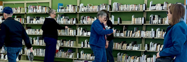 Patrons picking up holds at the Sequim Library Temporary Location.